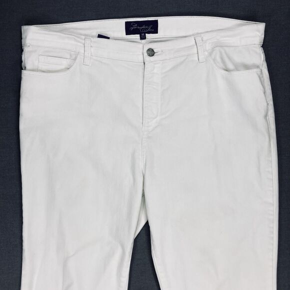 NYDJ Crop Jeans Womens Sz 16 White Straight Leg Cuffed High Waisted Modest Capri - Picture 3 of 15